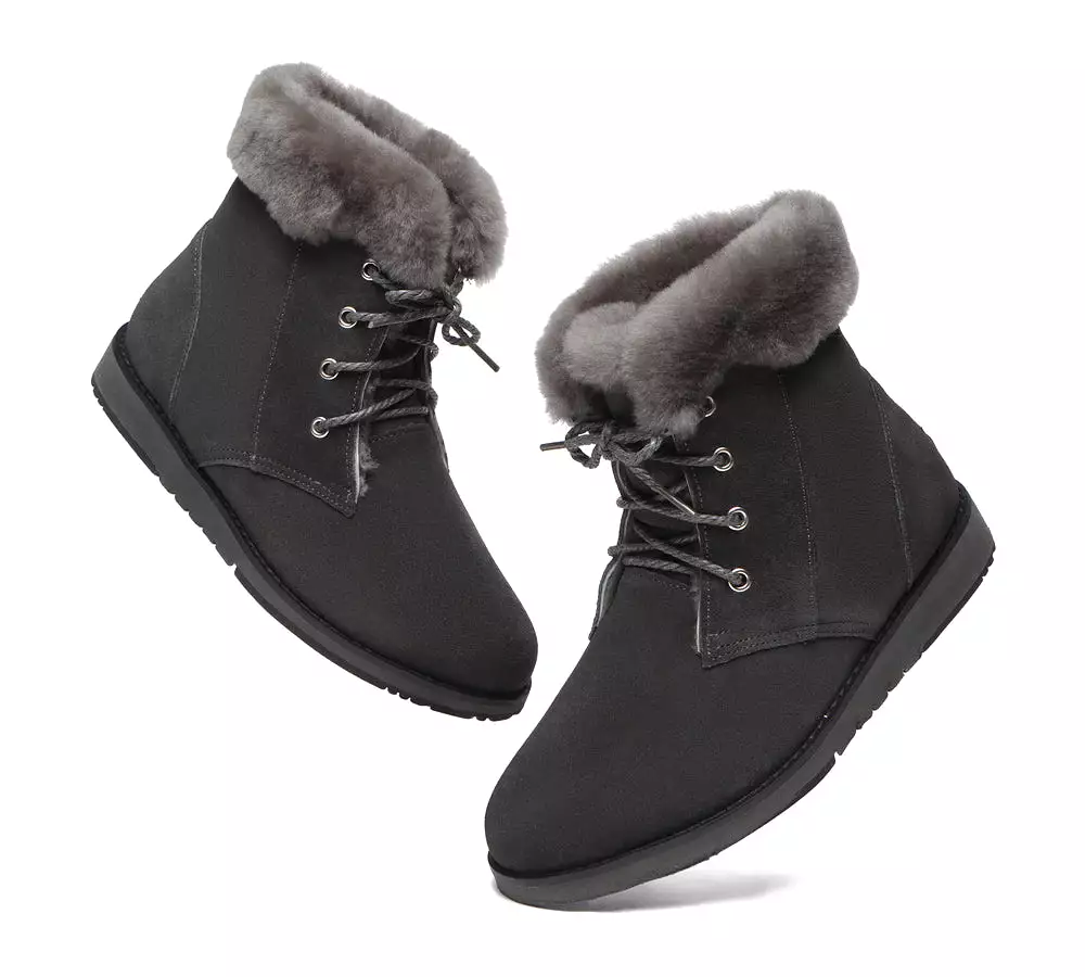 TARRAMARRA Lace Up Ankle Fashion Sheepskin Women Boots Bonnie