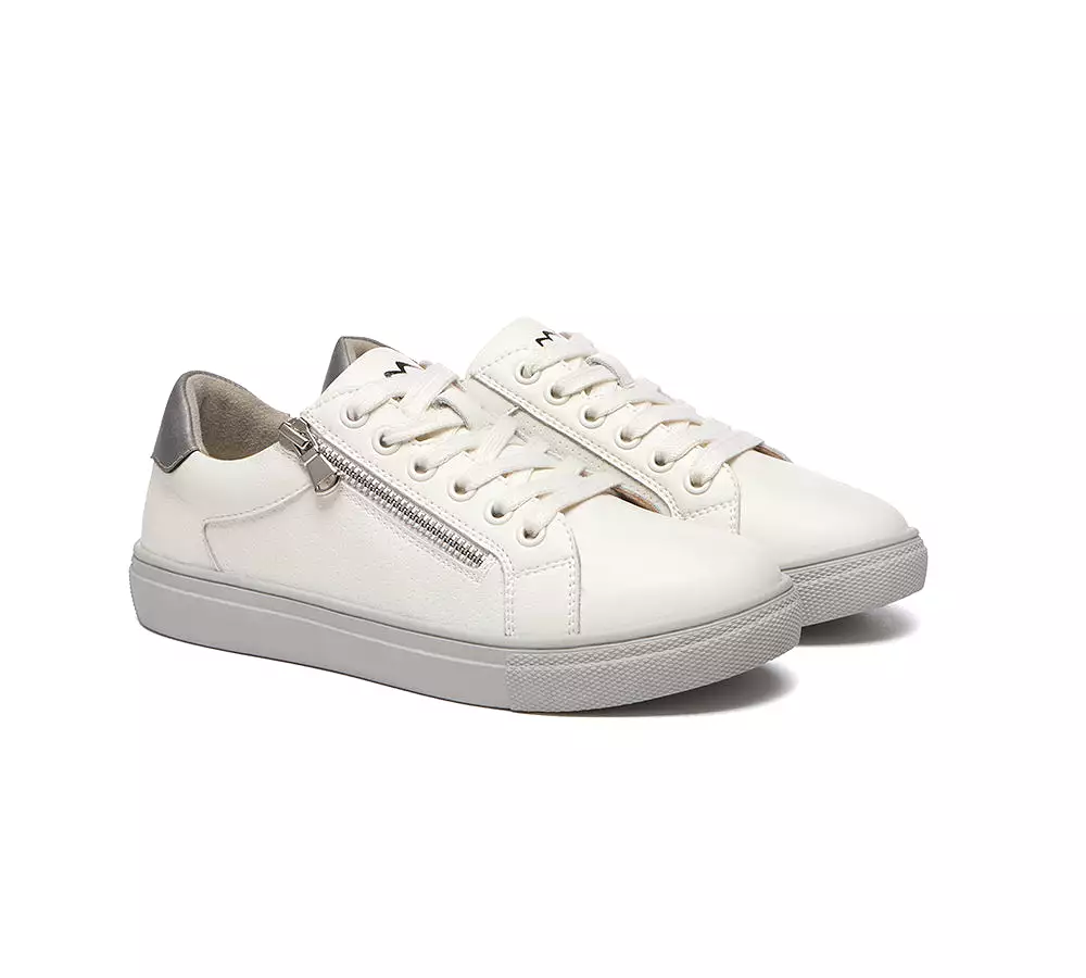 TARRAMARRA Zip Decor Low-Top Leather White Sneakers Women Chloe