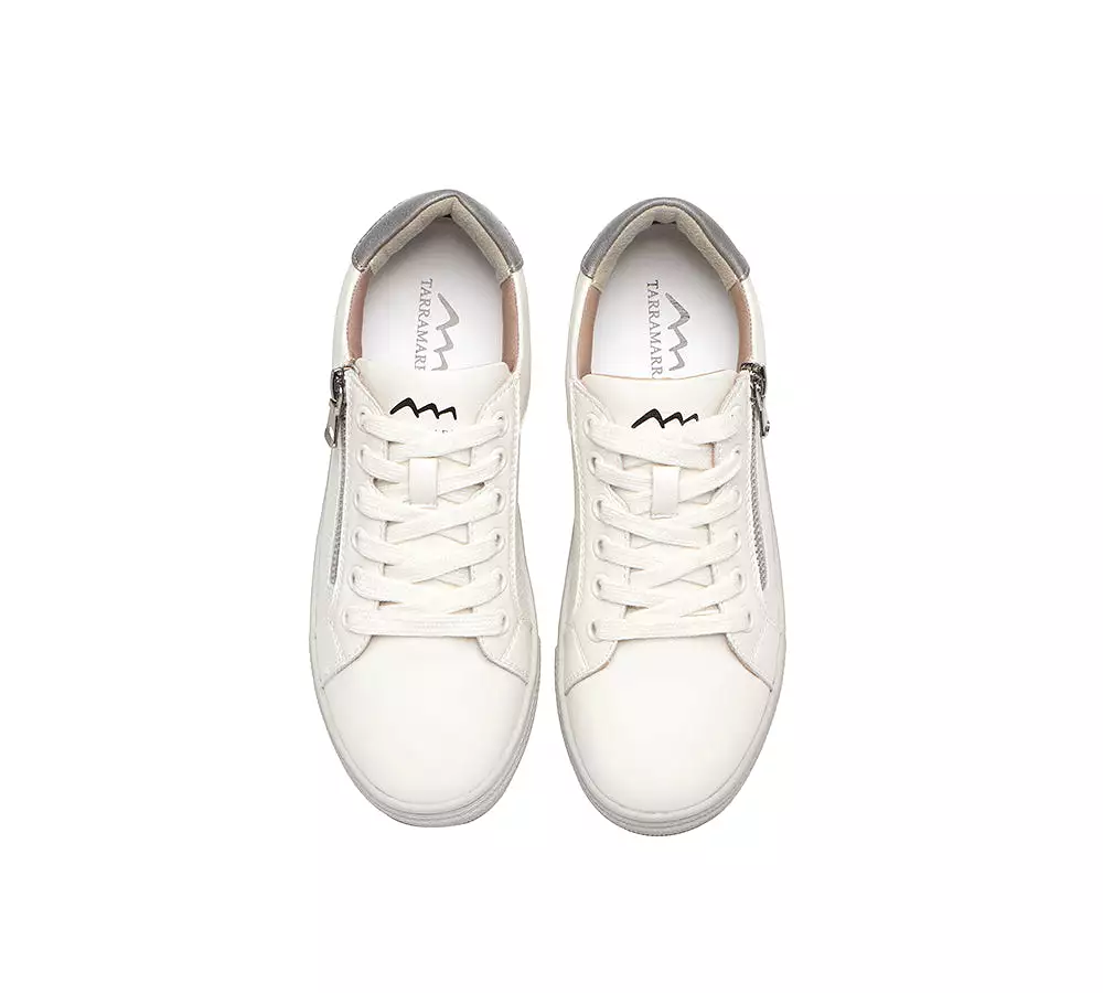 TARRAMARRA Zip Decor Low-Top Leather White Sneakers Women Chloe