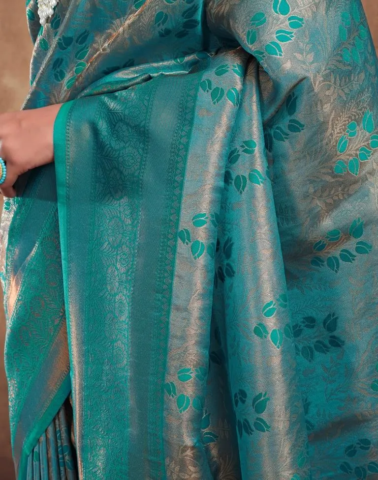 Teal Blue Silk Woven Sarees