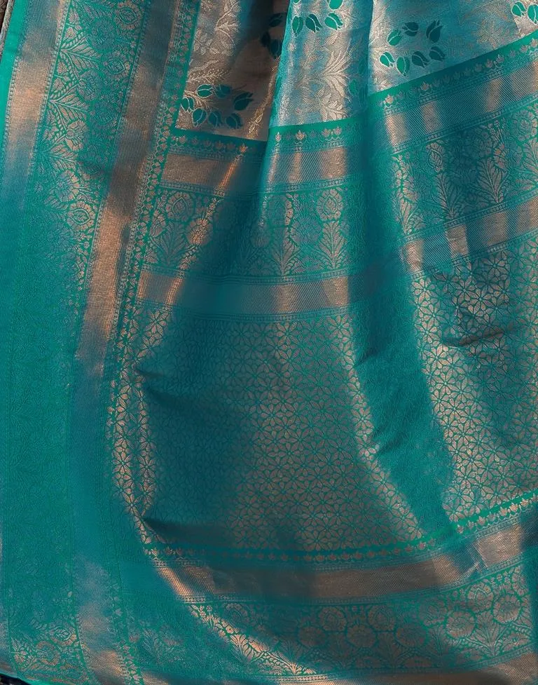 Teal Blue Silk Woven Sarees