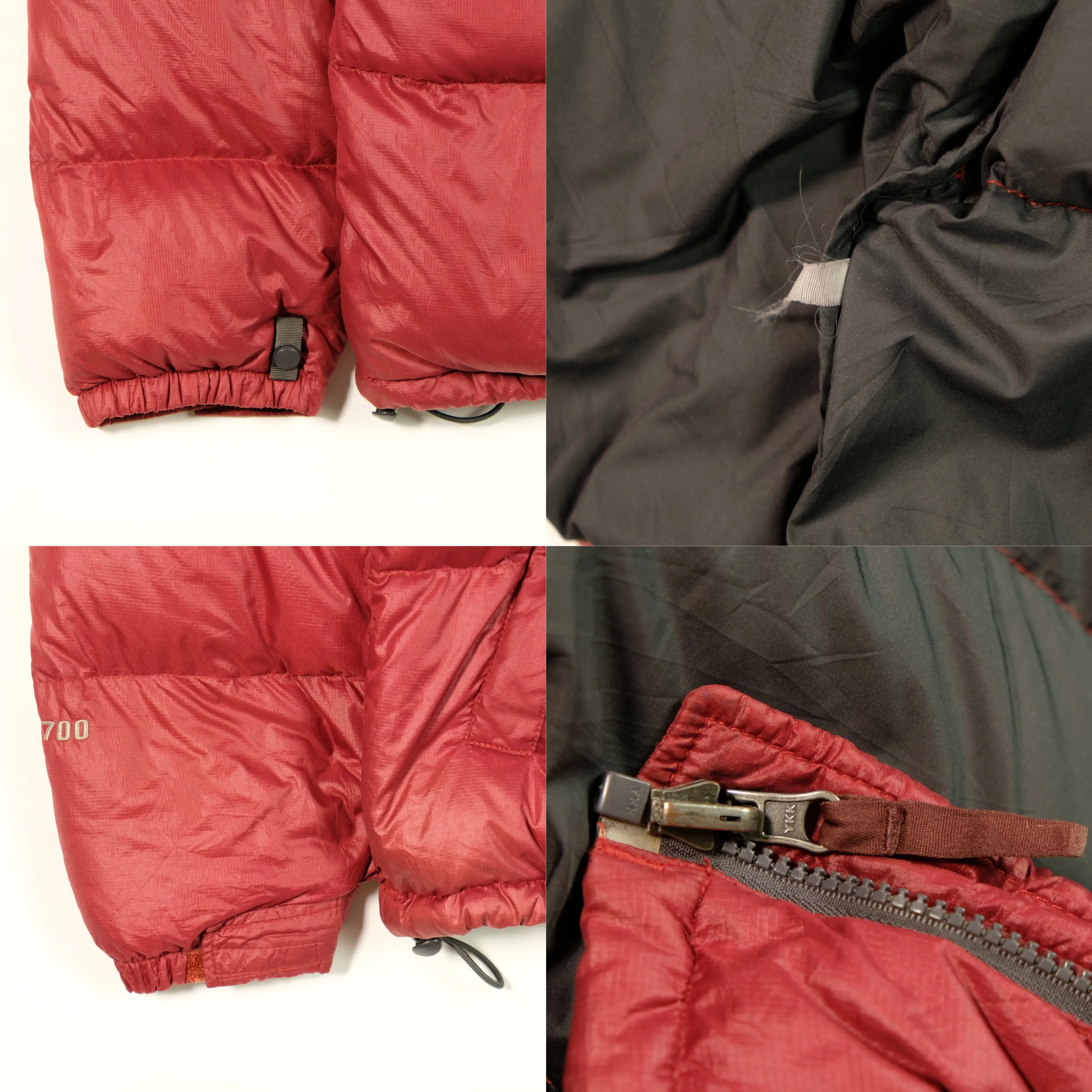 The North Face Nuptse 700 1990s Vintage Burgundy Down Puffer Jacket Small/Medium