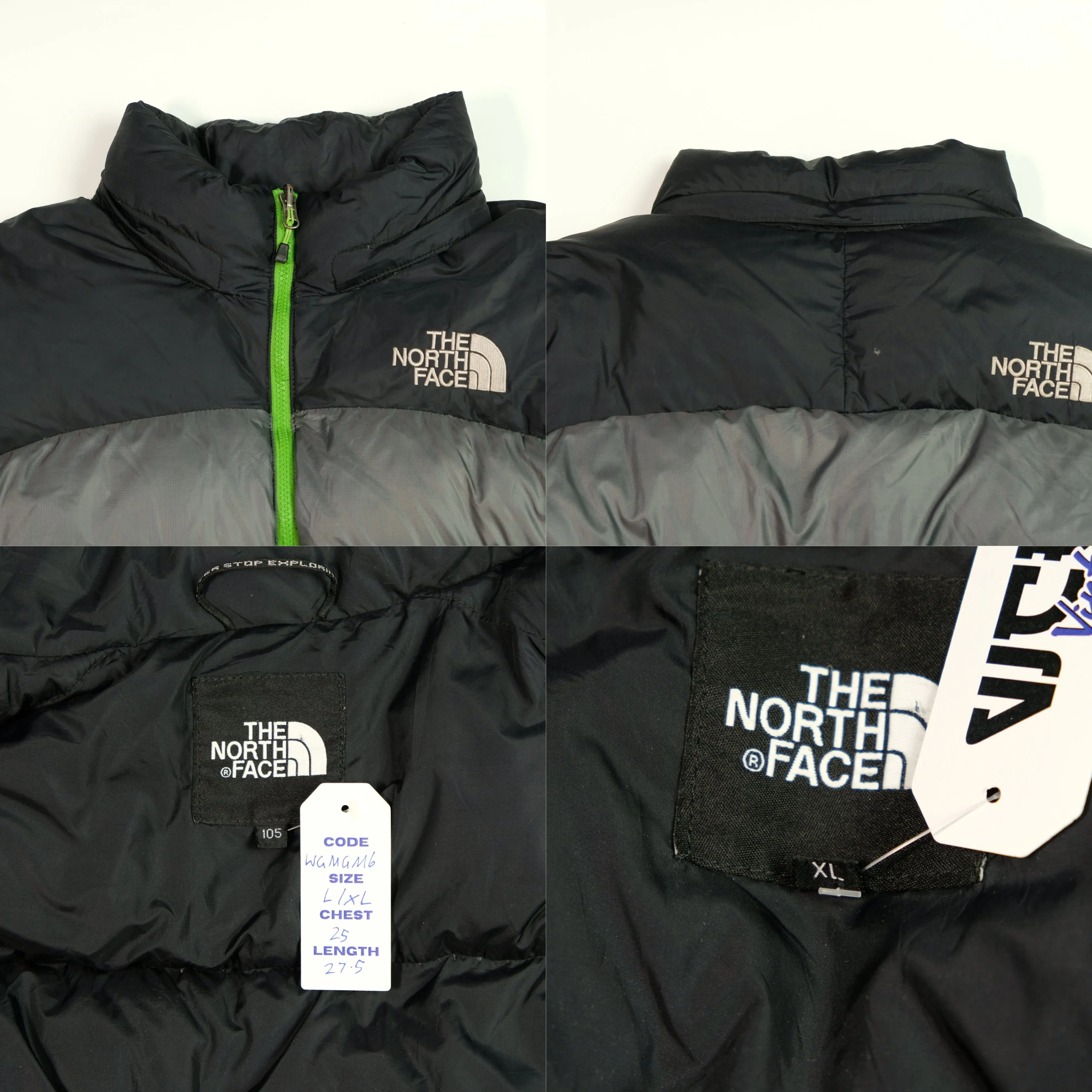 The North Face Nuptse 700 1990s Vintage Grey Down Puffer Jacket Medium