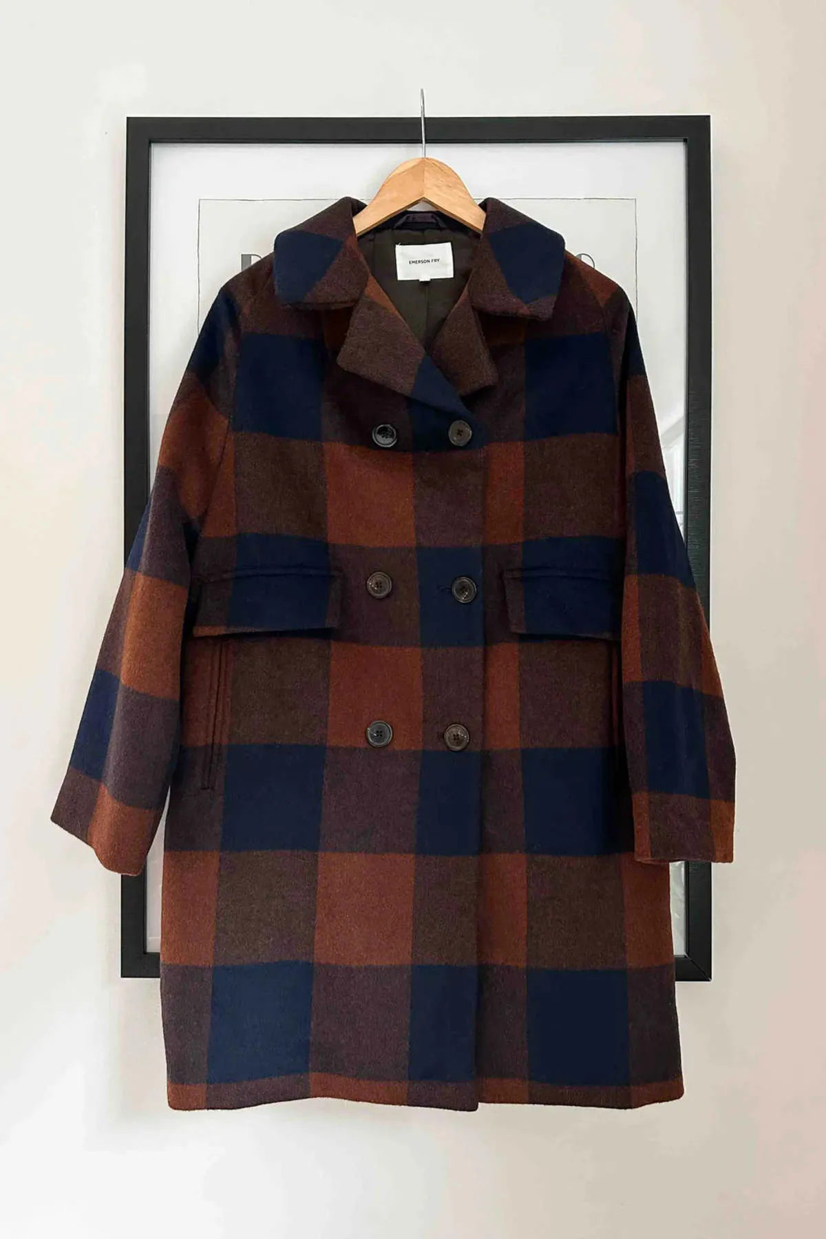 Thomas Plaid Wool Coat - Navy/Rust Check