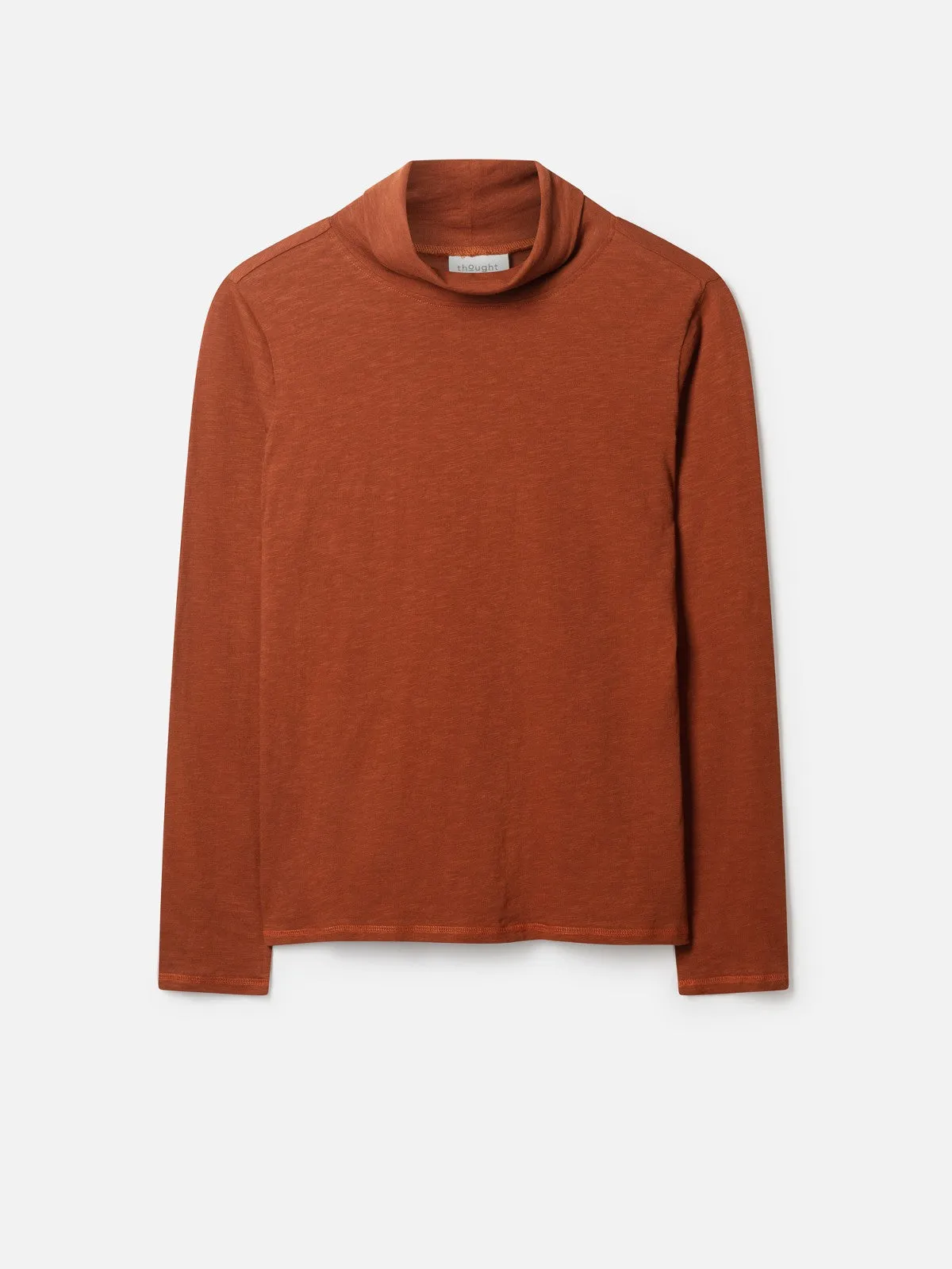 Thought Chestnut Brown Jersey Roll Neck Top