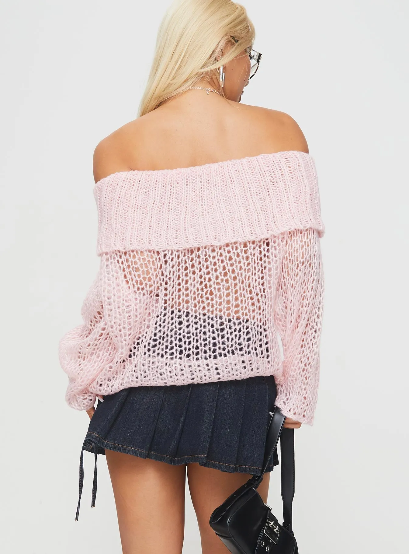 Trapok Off The Shoulder Sweater Pink