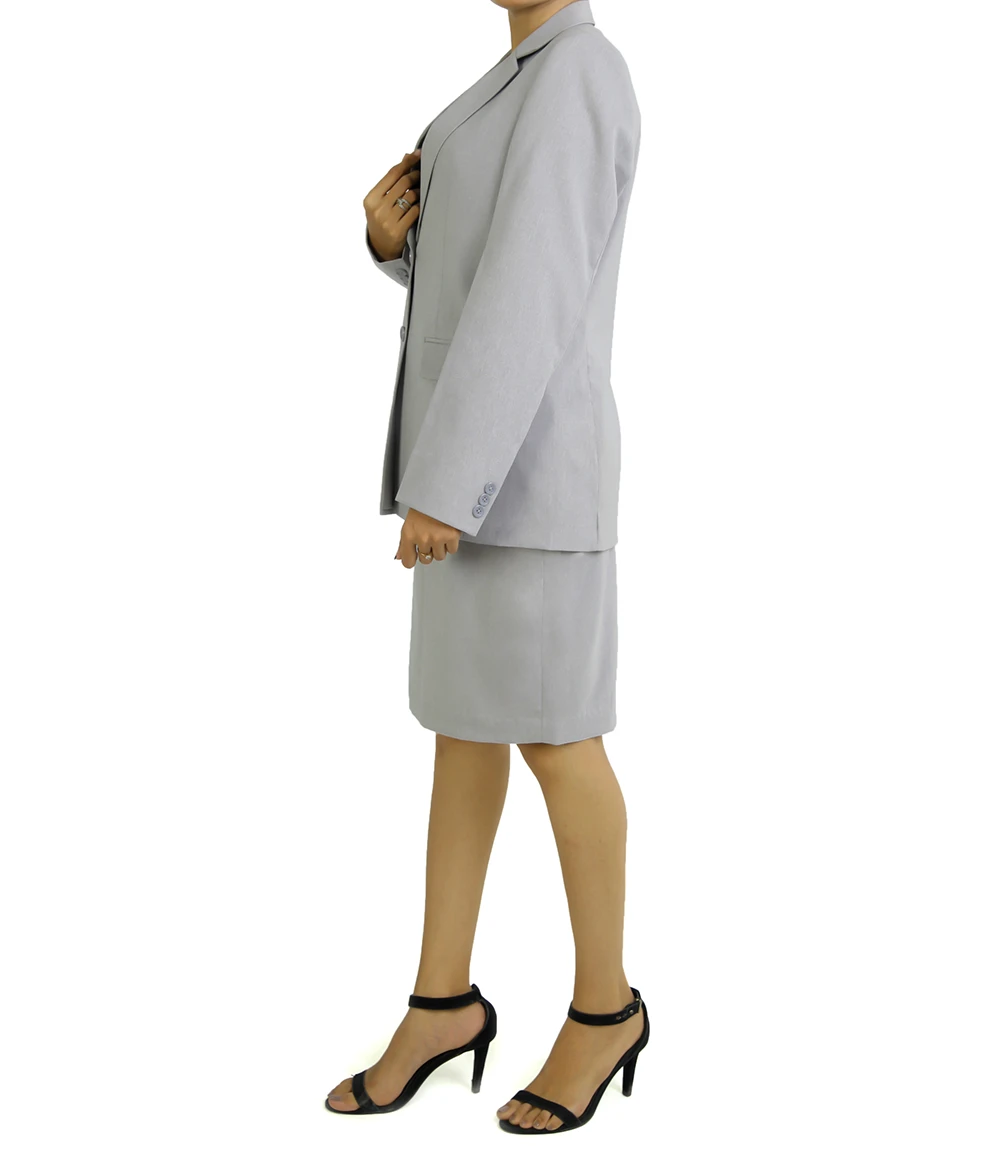 Two Piece Women's Gray Skirt Suit