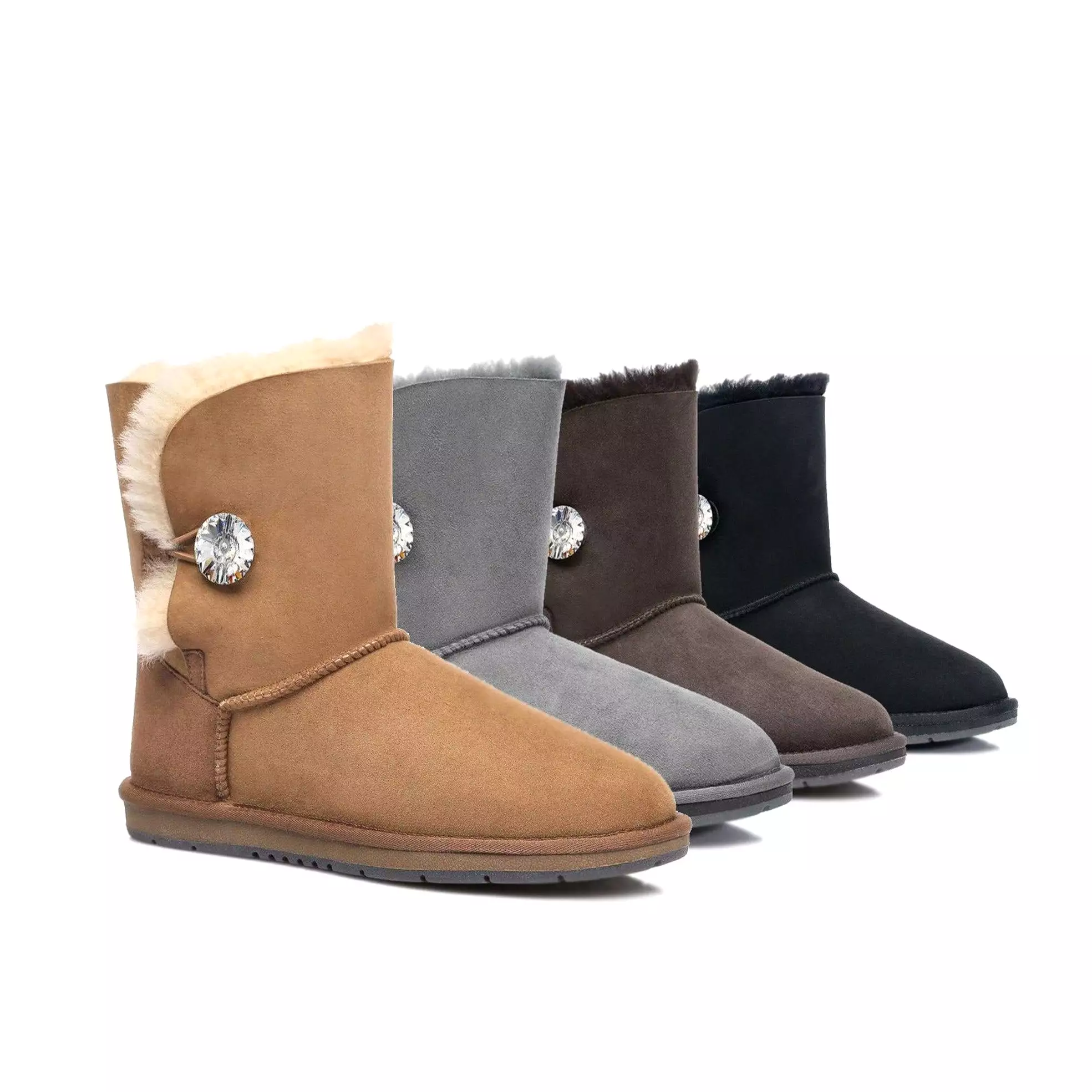 UGG Australian Shepherd Australian Genuine Sheepskin Short Crystal Button Boots