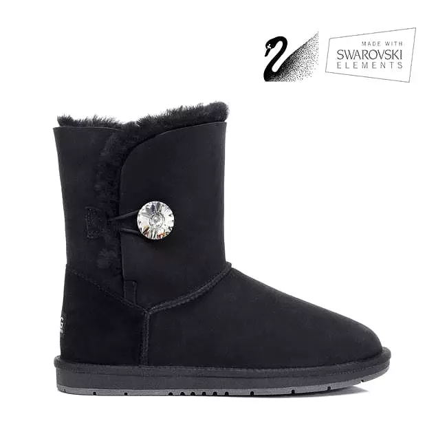 UGG Australian Shepherd Australian Genuine Sheepskin Short Crystal Button Boots