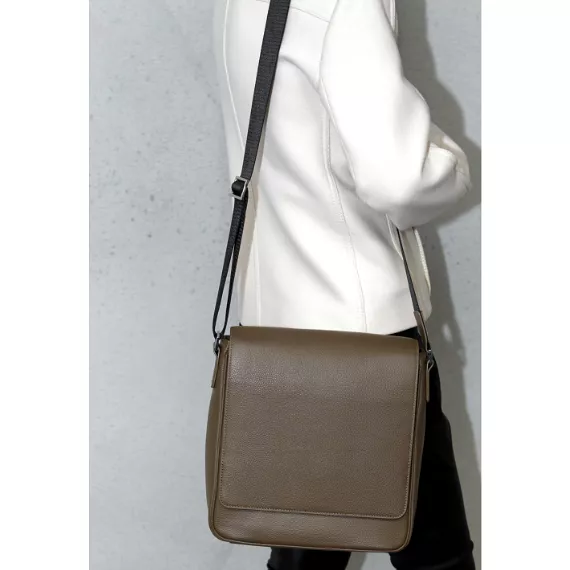 Unisex Vky Mateo Leather Messenger Shoulder Bag Handbag - Taupe