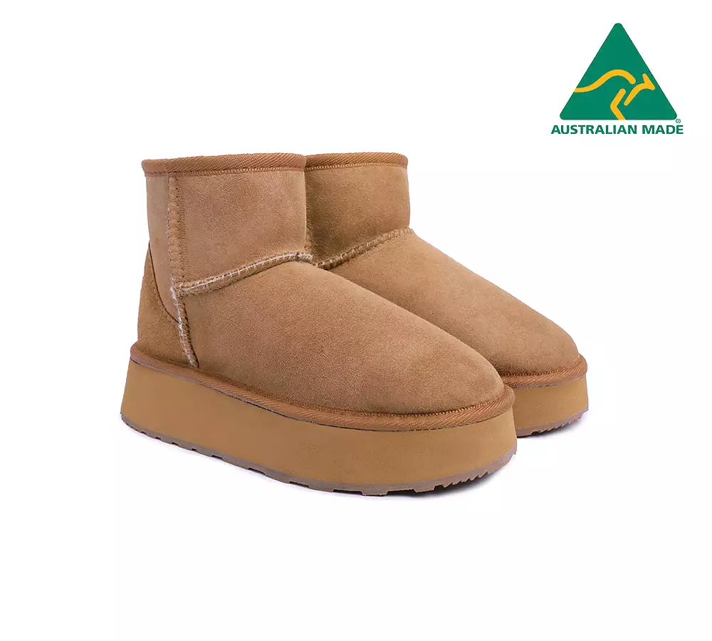 Urban UGG Australian Made Sheepskin Wool Ankle Boots Mini Platform