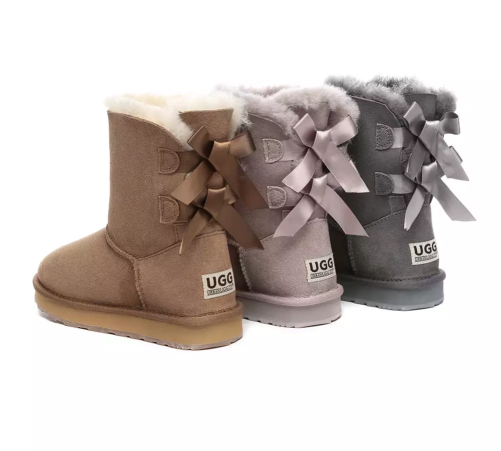 URBAN UGG Urban Ugg Boots Double Faced Sheepskin Short Back Bow