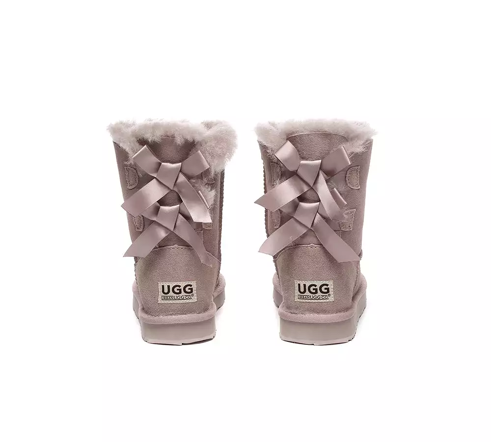 URBAN UGG Urban Ugg Boots Double Faced Sheepskin Short Back Bow