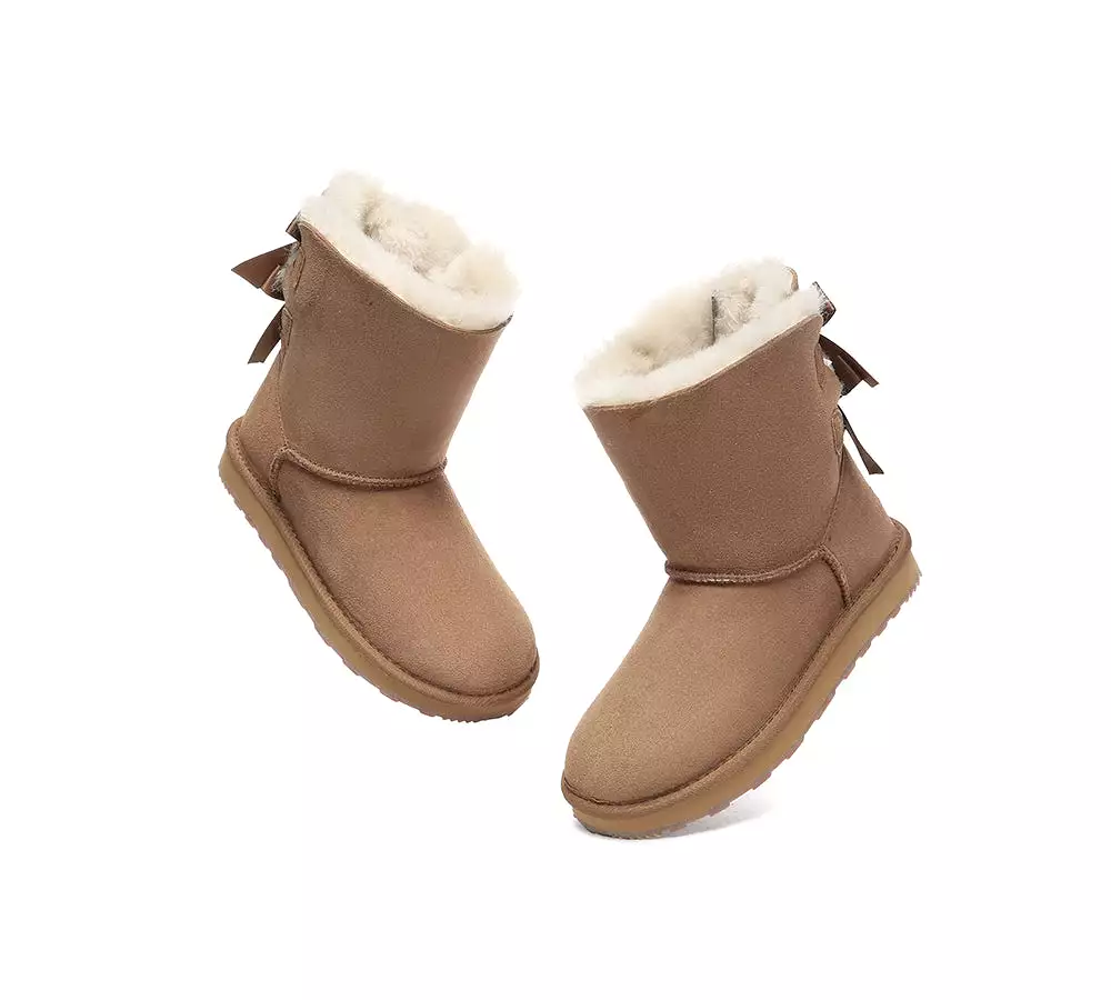 URBAN UGG Urban Ugg Boots Double Faced Sheepskin Short Back Bow