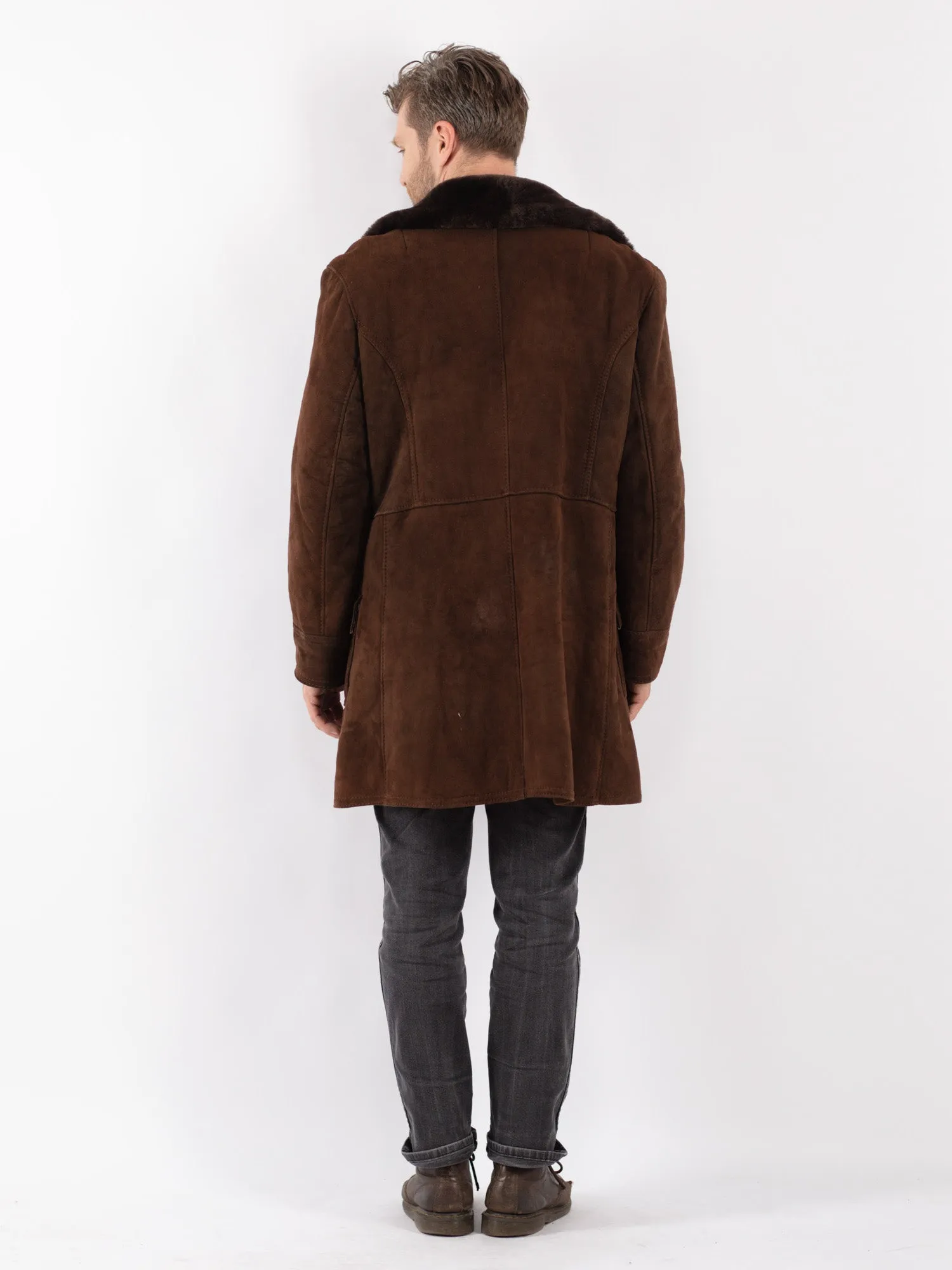 Vintage 70's Men Sheepskin Coat in Brown