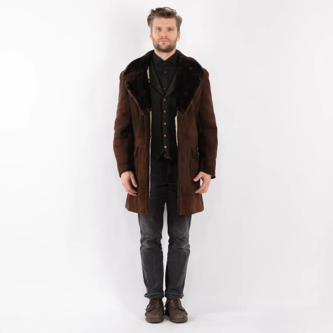 Vintage 70's Men Sheepskin Coat in Brown