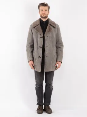 Vintage 70's Men Sheepskin Coat in Gray