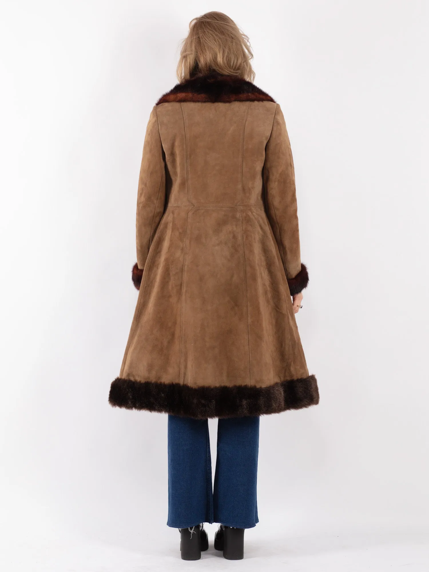 Vintage 70's Penny Lane Suede Coat in Beige