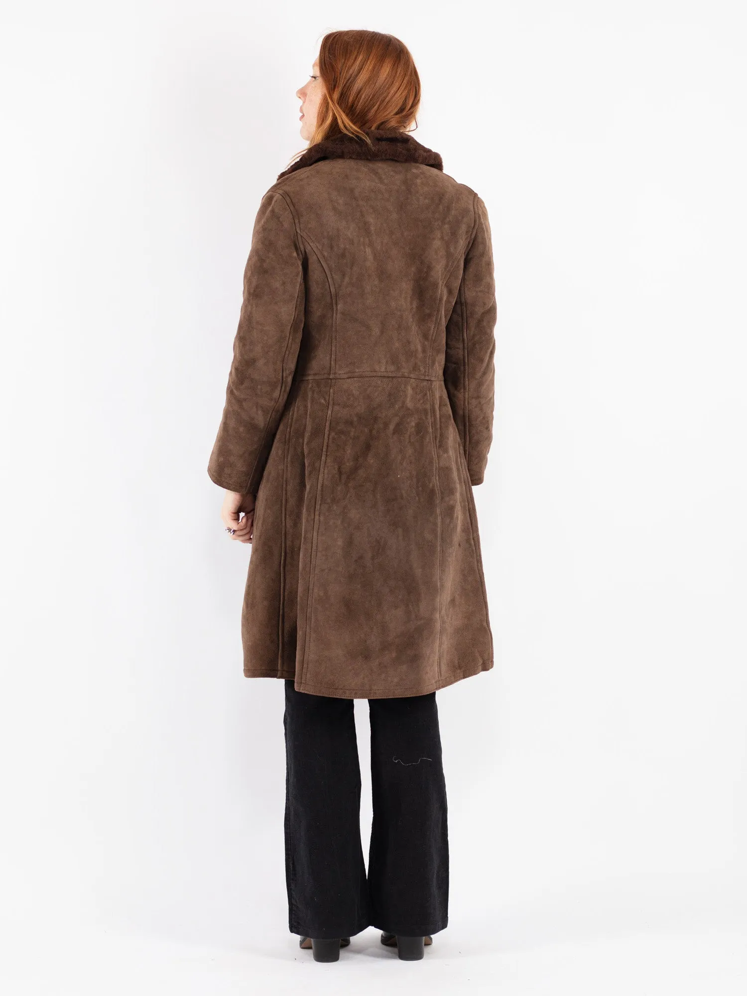 Vintage 70's Women Sheepskin Coat in Brown