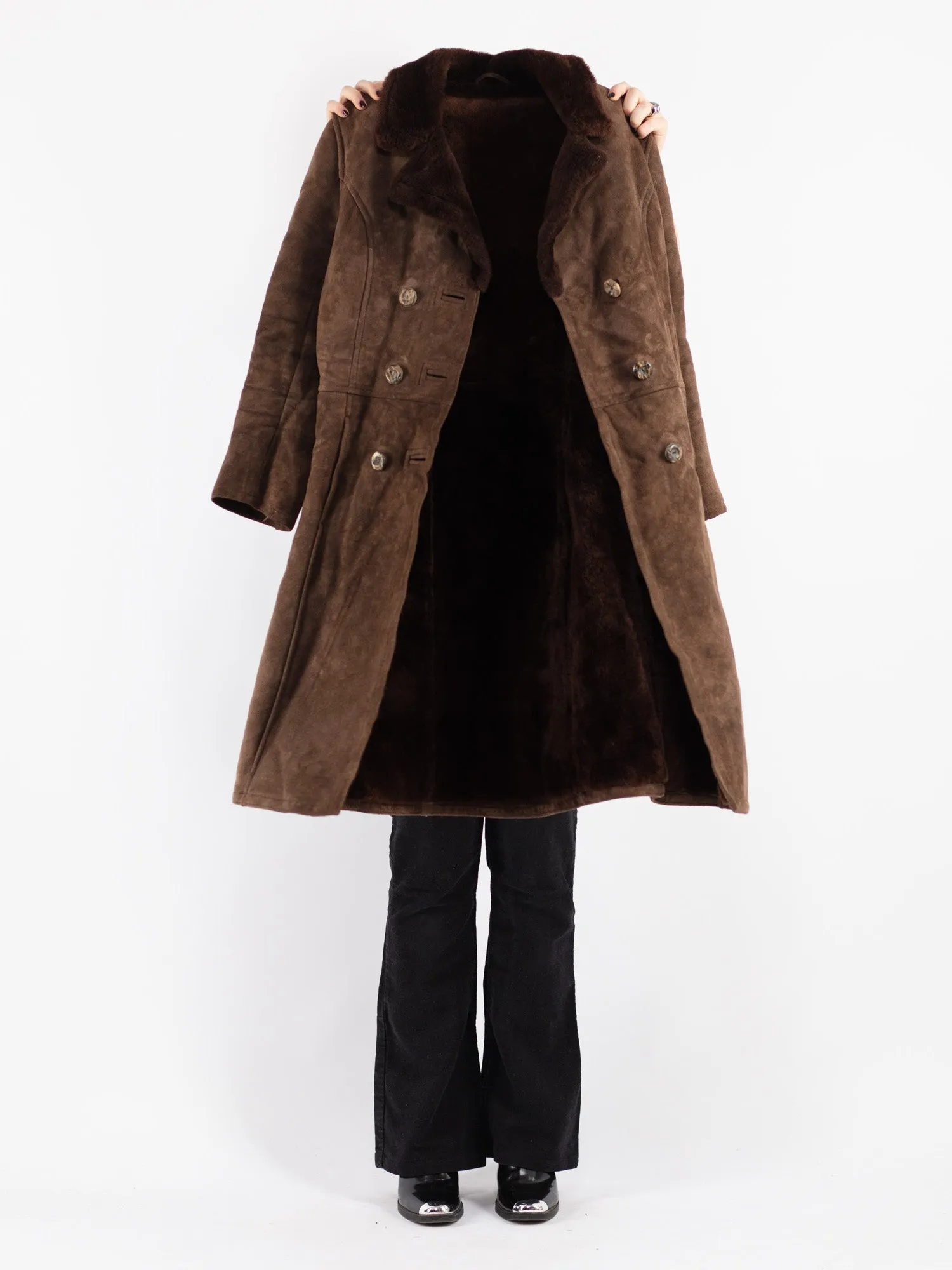 Vintage 70's Women Sheepskin Coat in Brown