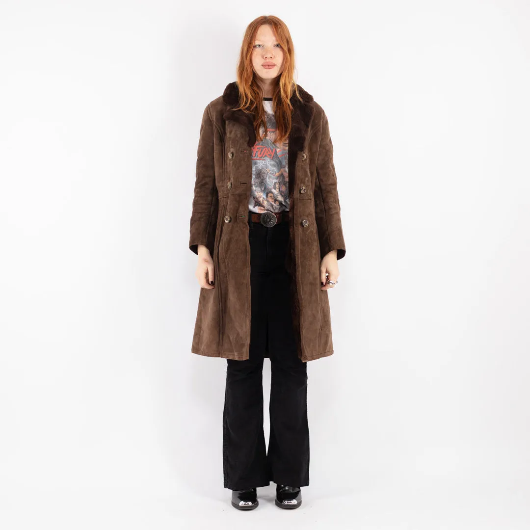 Vintage 70's Women Sheepskin Coat in Brown