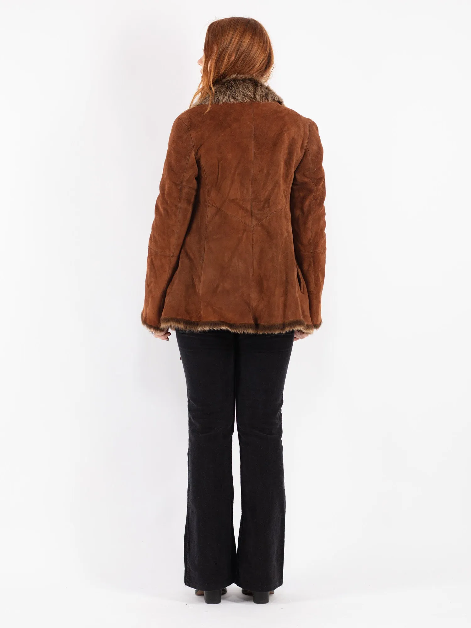 Vintage 90's Women Sheepskin Coat in Brown