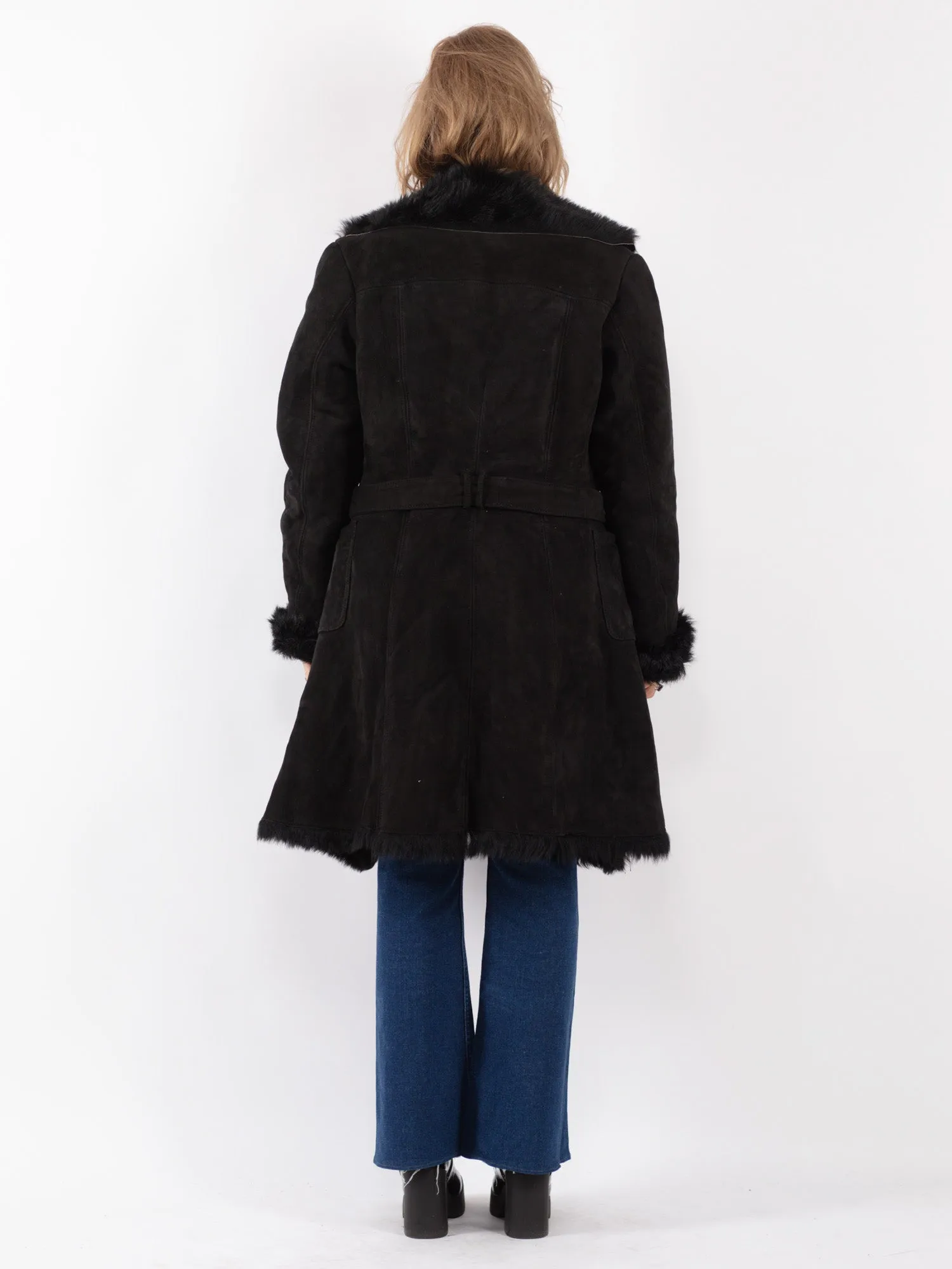 Vintage 90's Women Sheepskin Shearling Coat in