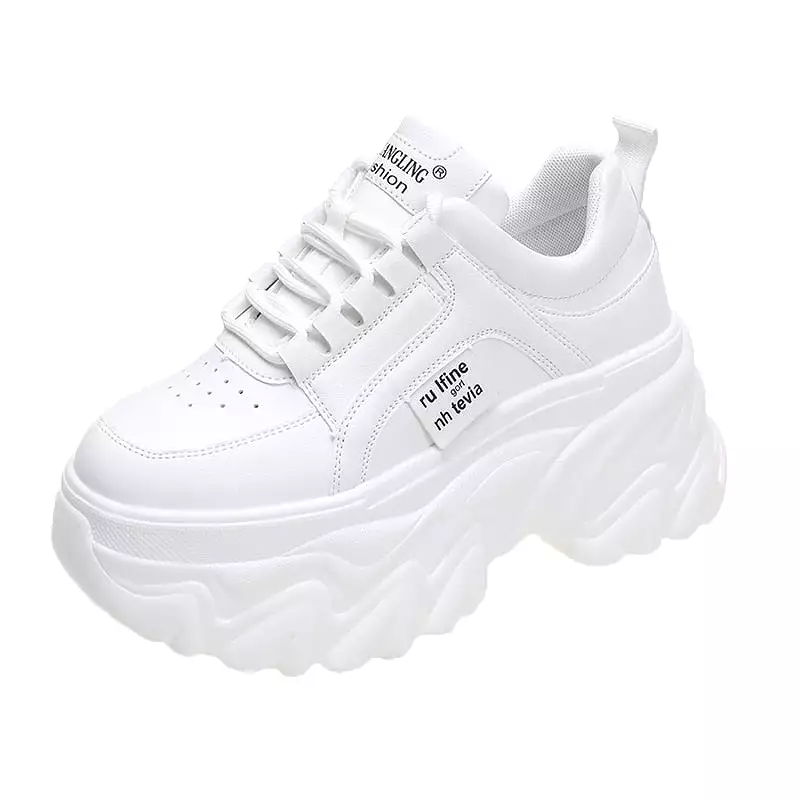 White Black Chunky Sneakers Women Spring Autumn Thick Bottom Dad Shoes Woman Fashion PU Leather Platform Sneakers Ladies