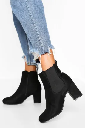 Wide Width Block Heel Chelsea Boots