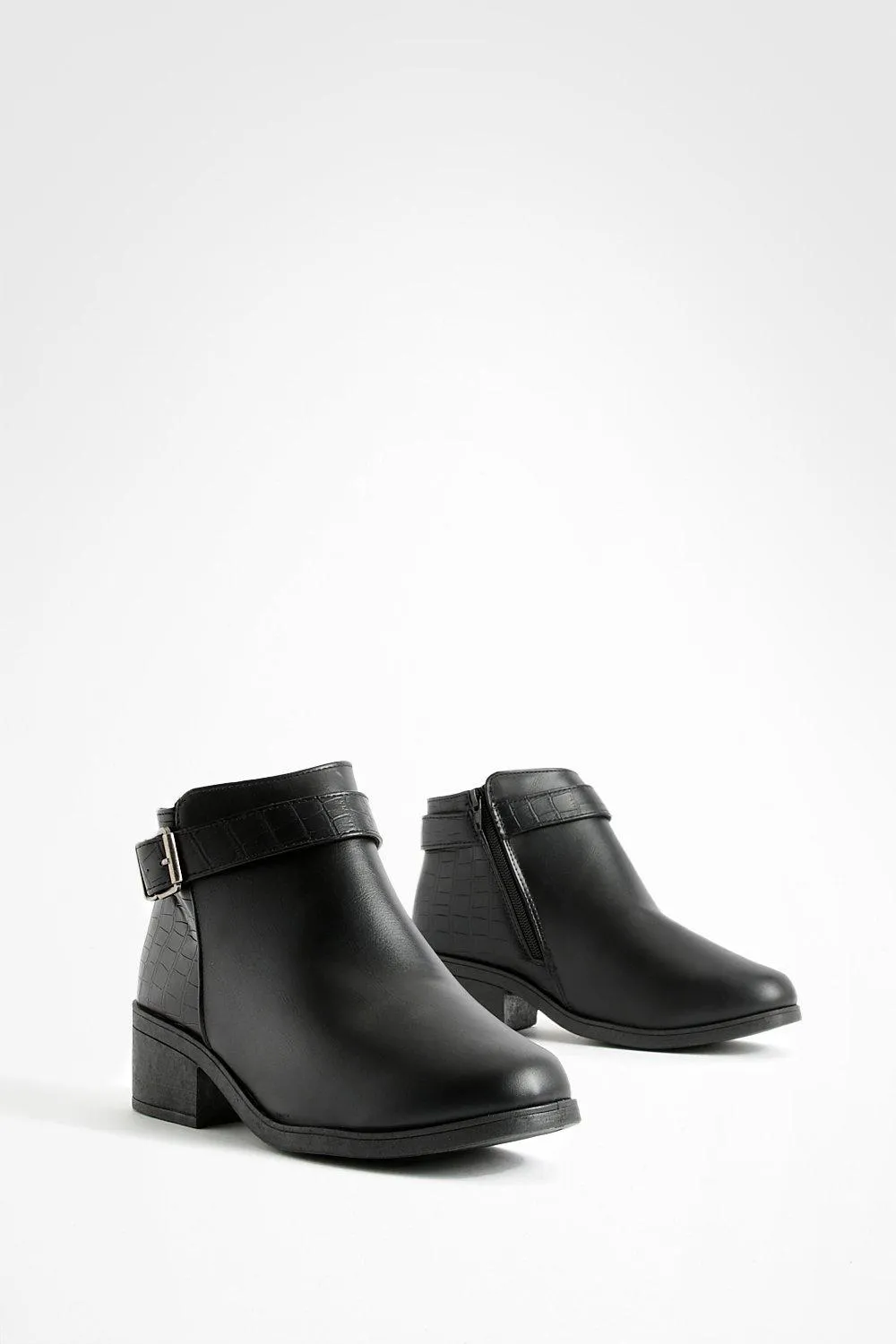 Wide Width Buckle Detail Chelsea Boots