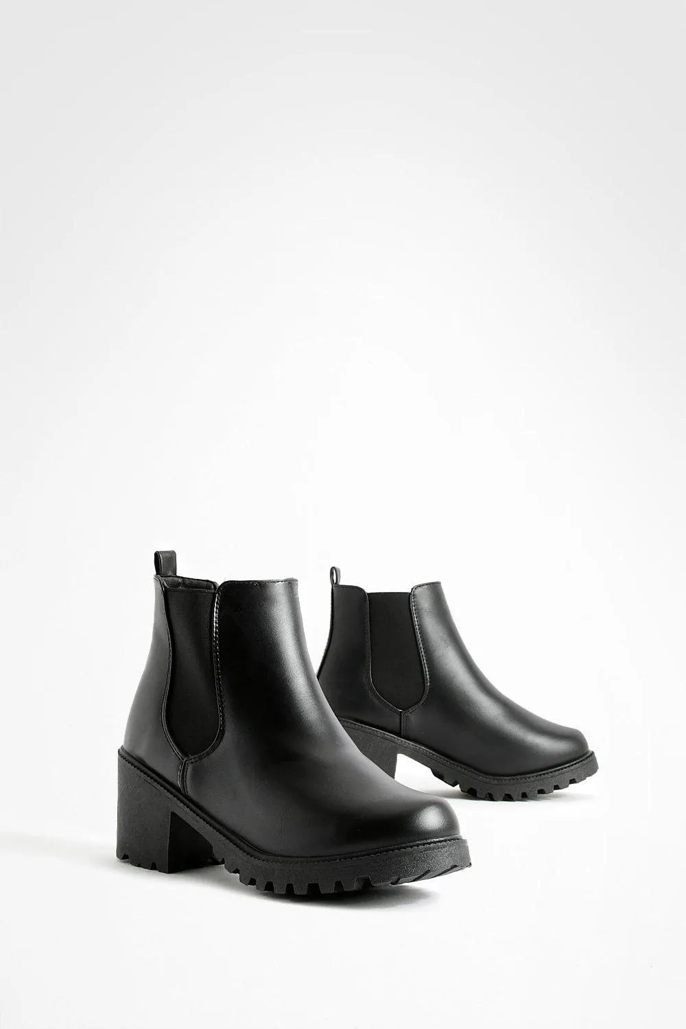 Wide Width Chunky Elastic Chelsea Boots