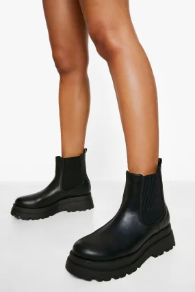 Wide Width Chunky Flat Sole Chelsea Boots