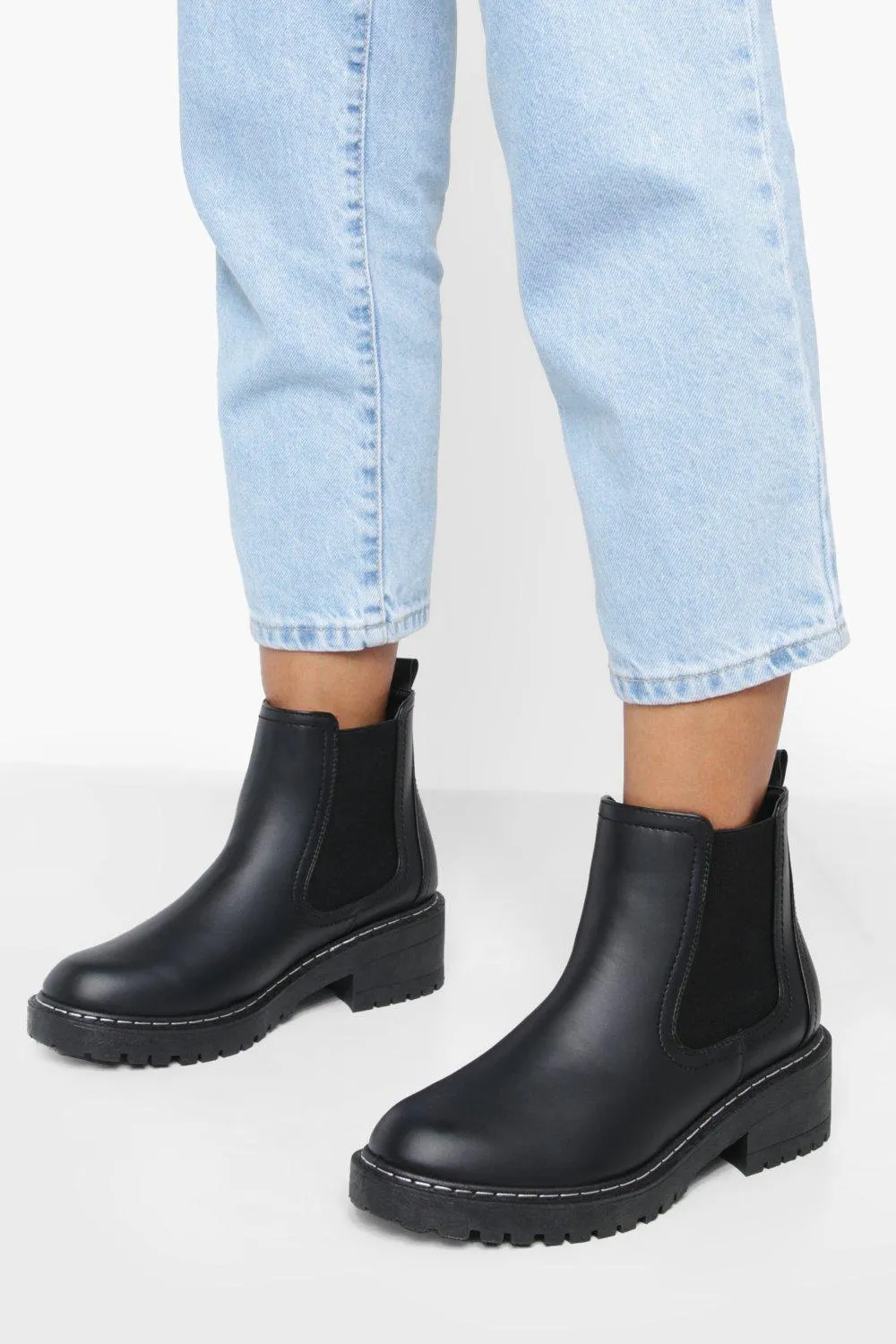 Wide Width Contrast Stitch Chelsea Boots