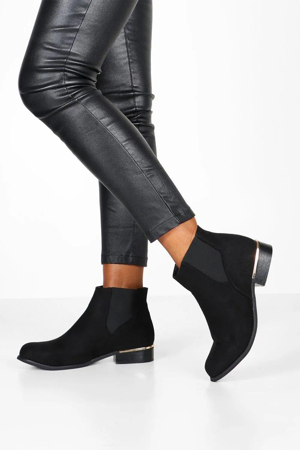 Wide Width Metal Trim Chelsea Boots