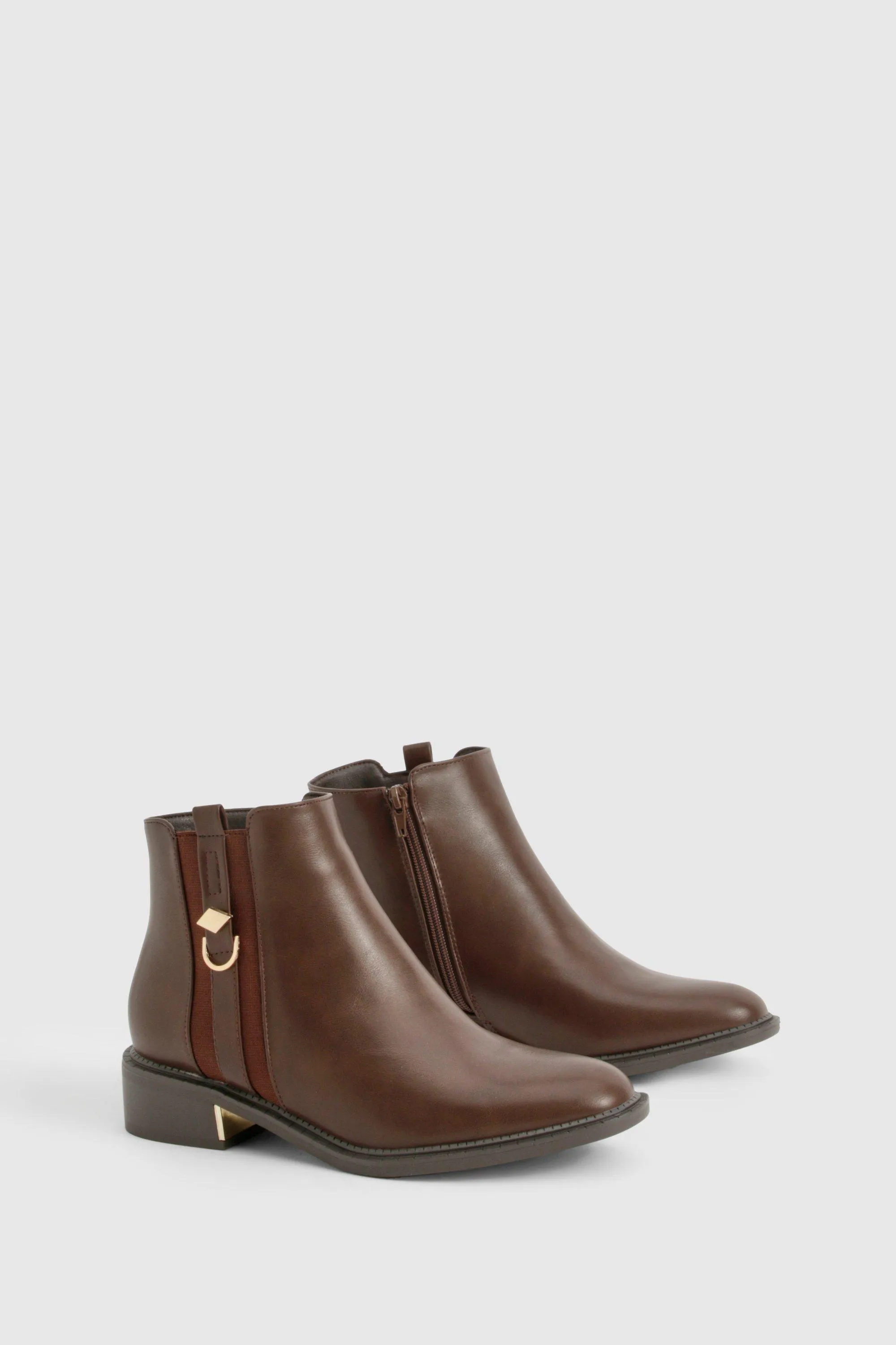 Wide Width Panel Detail Chelsea Ankle Boots