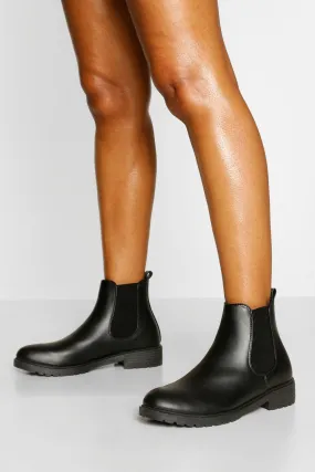 Wide Width Pull On Pu Chelsea Boots