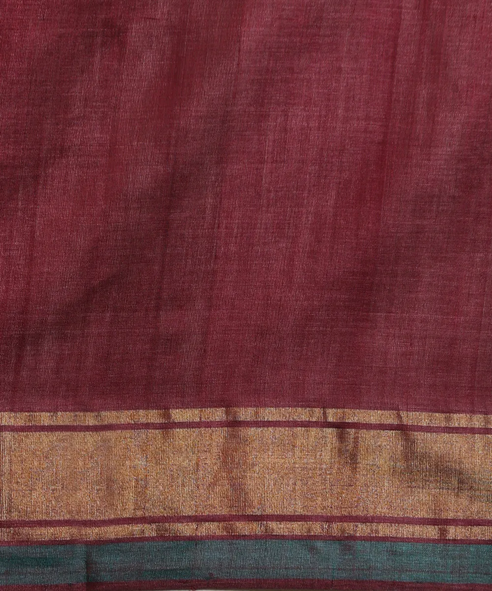 Wine Handloom Kosa Silk Saree With All Over Golden Booti