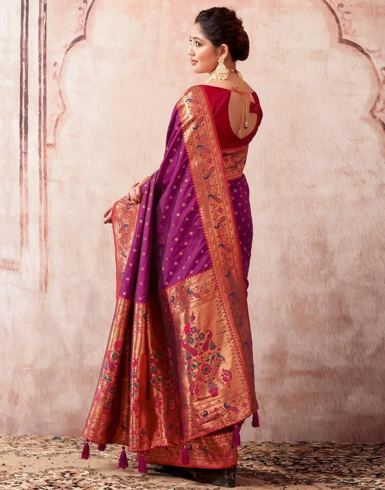 Wine Silk Plain Sarees