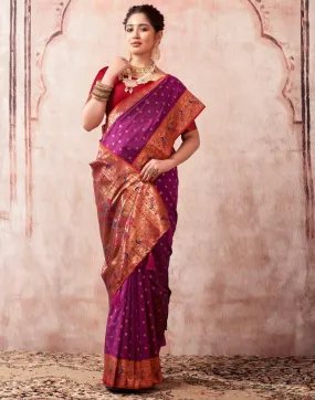 Wine Silk Plain Sarees