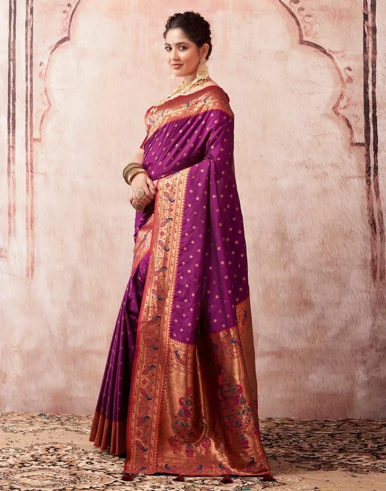 Wine Silk Plain Sarees