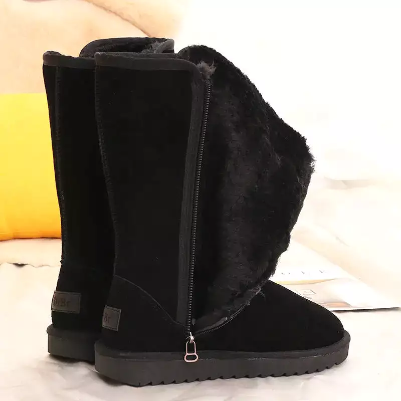 Women Suede Leather Warm Snow Boots 2022 Winter New Causal Plush Fluffy Anti-cold Zipper Boots Plus Size 42 Women Platform Shoes