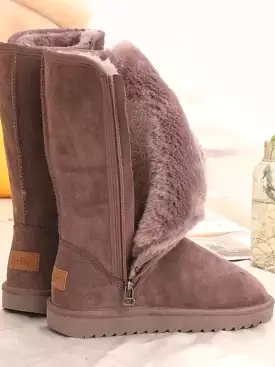 Women Suede Leather Warm Snow Boots 2022 Winter New Causal Plush Fluffy Anti-cold Zipper Boots Plus Size 42 Women Platform Shoes