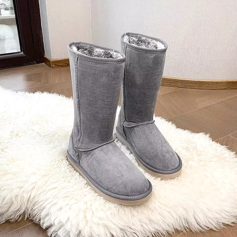 Women Suede Leather Warm Snow Boots 2022 Winter New Causal Plush Fluffy Anti-cold Zipper Boots Plus Size 42 Women Platform Shoes