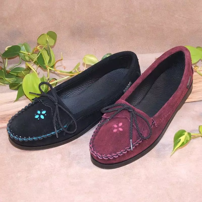 Women's Suede Flower Shoes Made in America by Footskins 1239