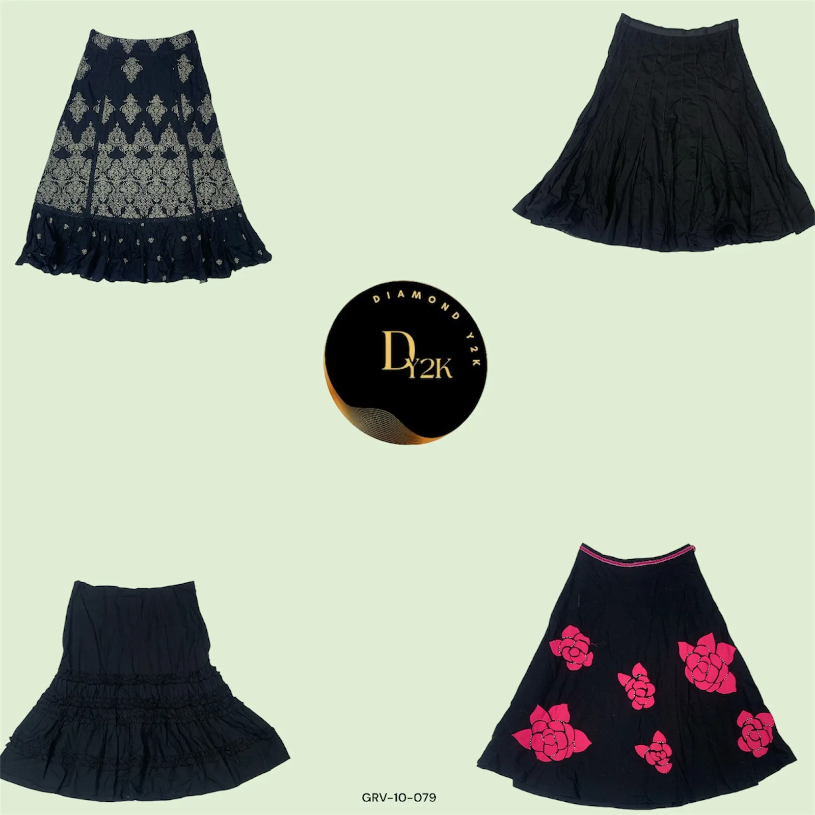 Y2K Black Cotton Skirt | Classic & Comfy Retro Vibe (GRV-10-079)