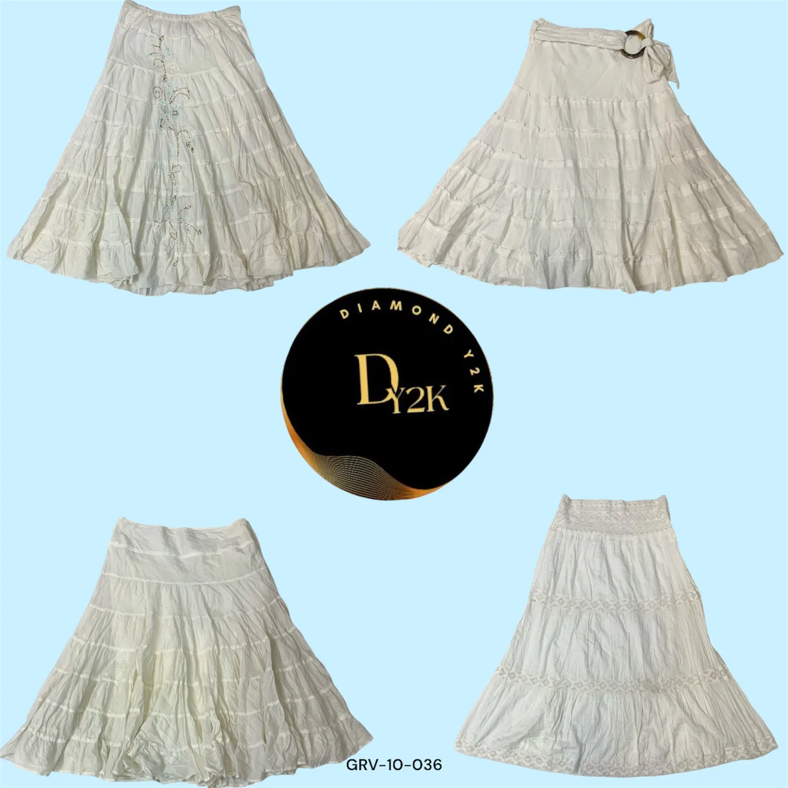 Y2K Everyday Essential: White Cotton Skirt (GRV-10-036)