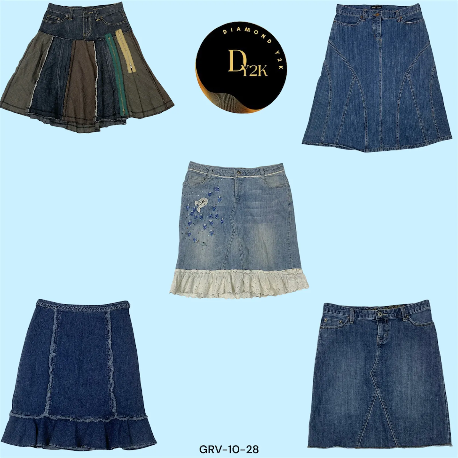 Y2K Street Style Denim Midi Skirt (GRV-10-028)