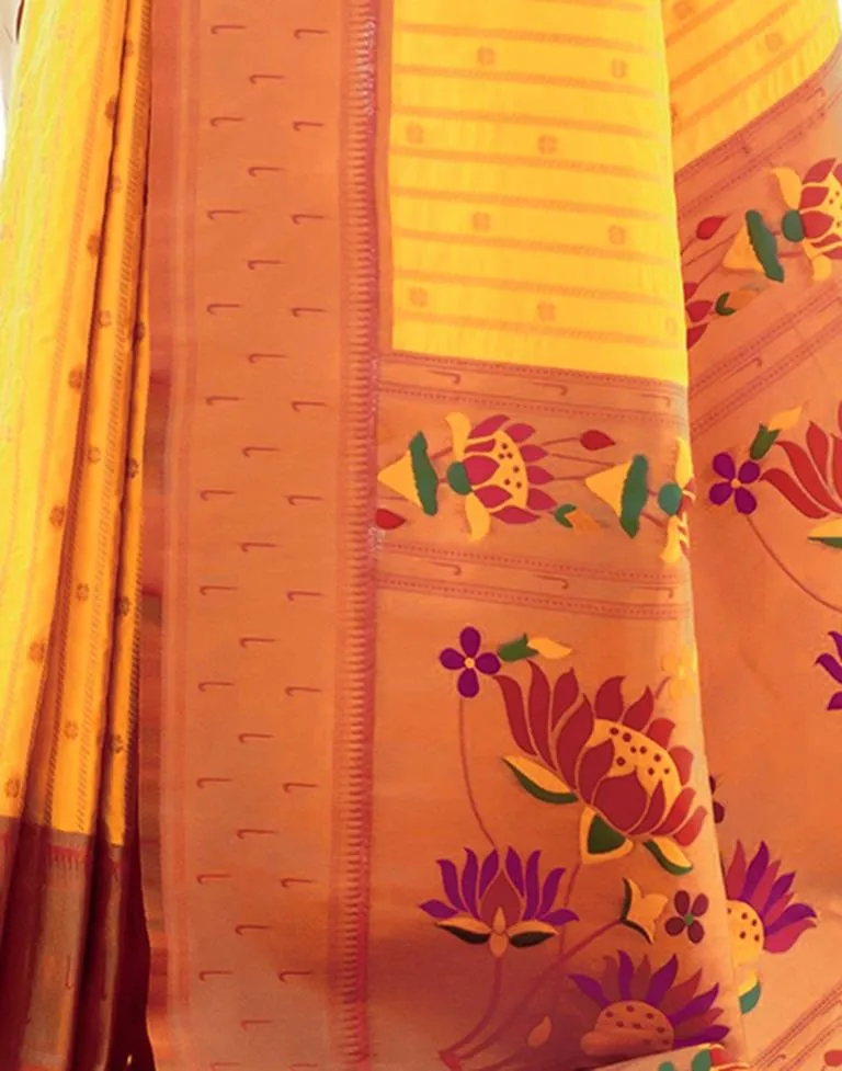 Yellow Silk Plain Sarees